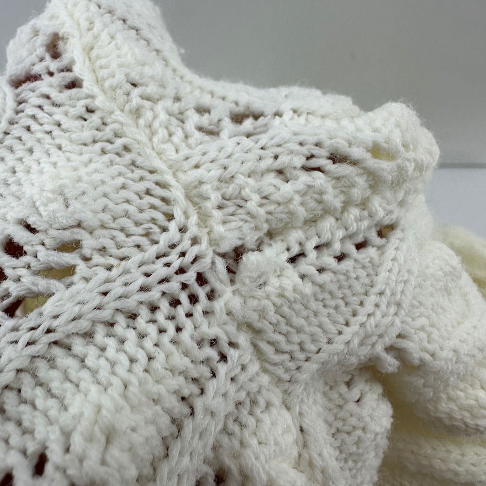 VTG Handmade Cream Knit Scalloped Button Cardigan Sweater‎ heirloom romantic - Picture 9 of 9